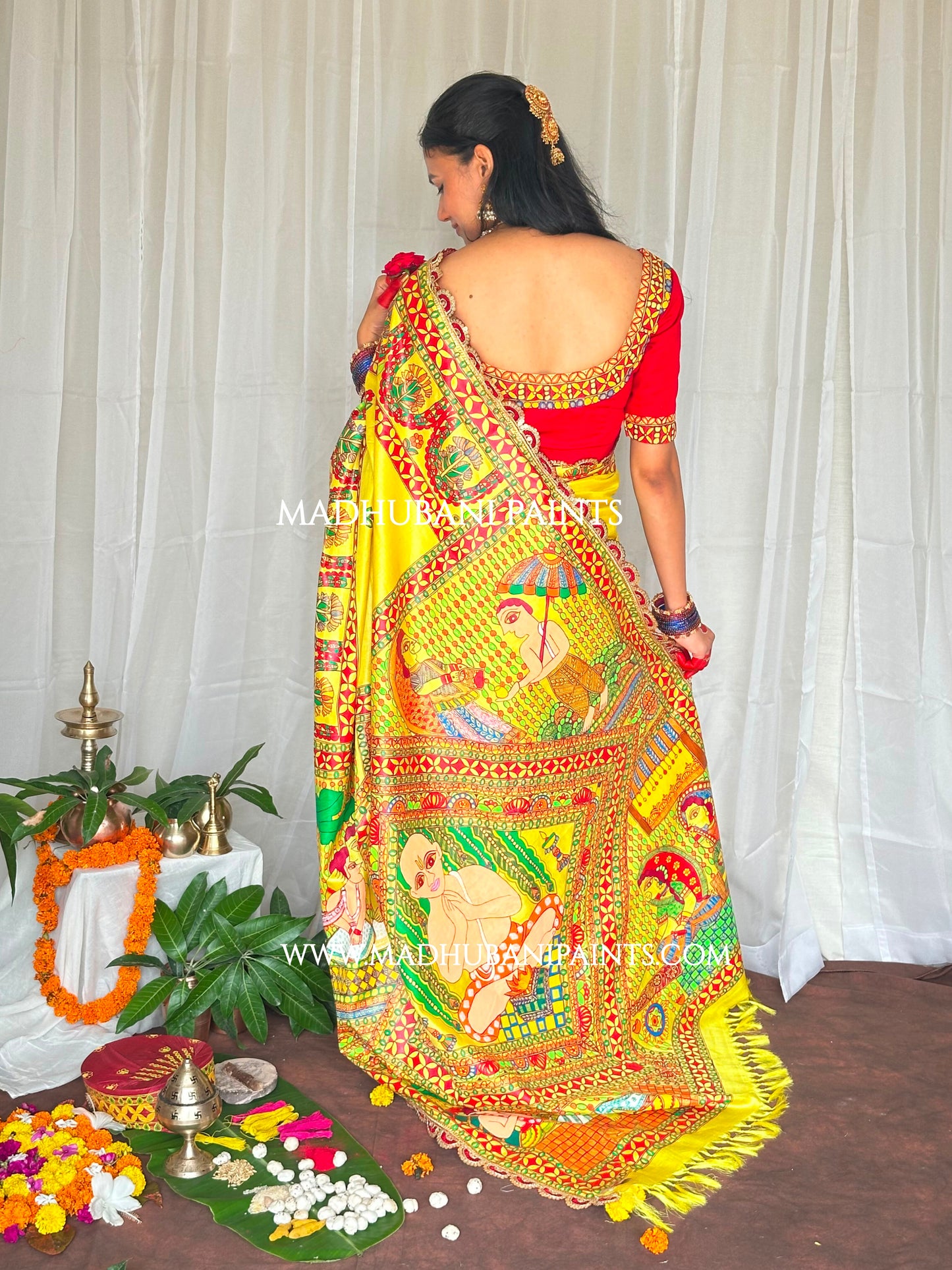 UPNAYAN Hand-painted Madhubani Tussar Silk Saree