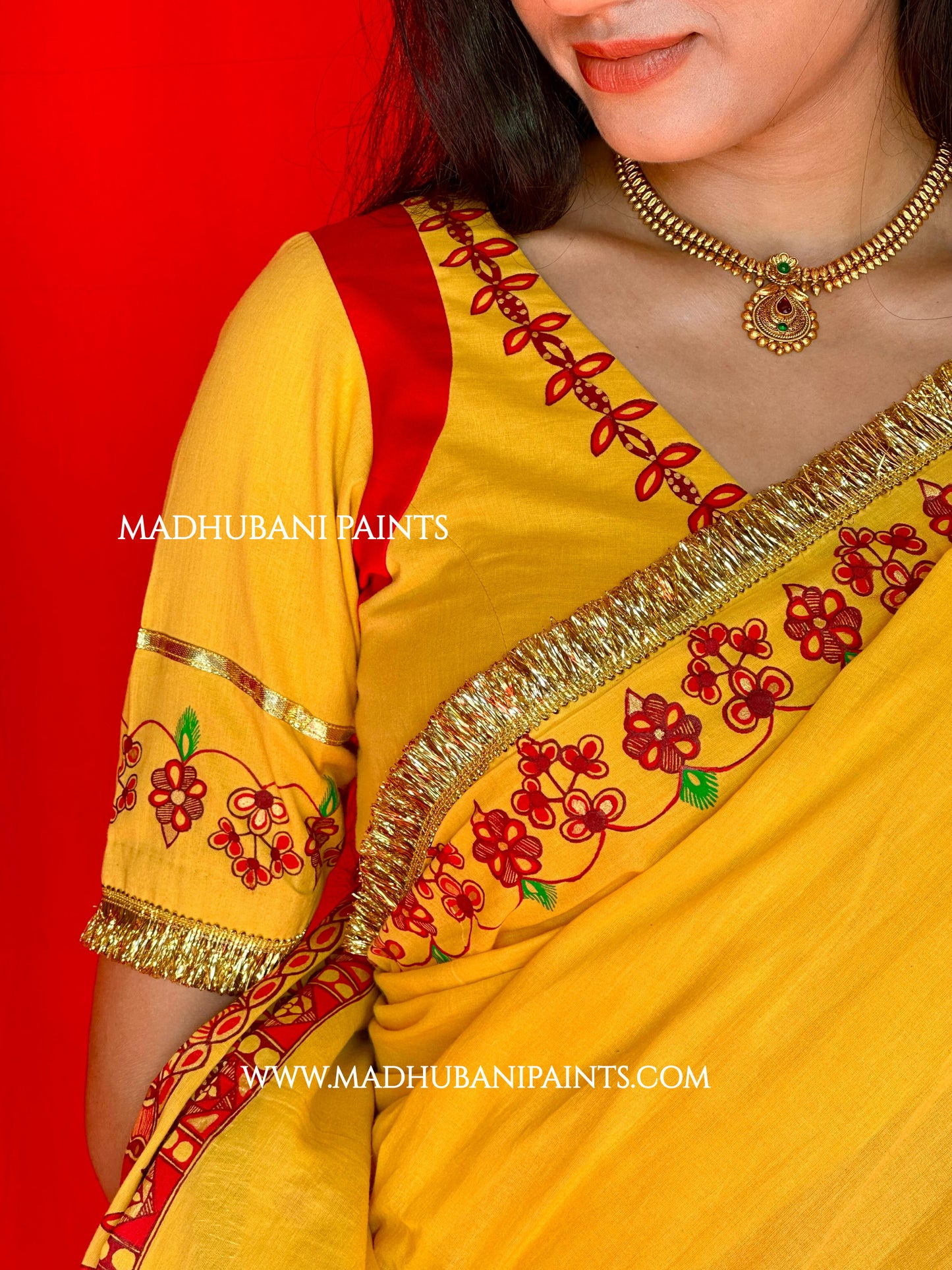 Swayambar Bihari Bridal Hand-painted Madhubani Painting Saree