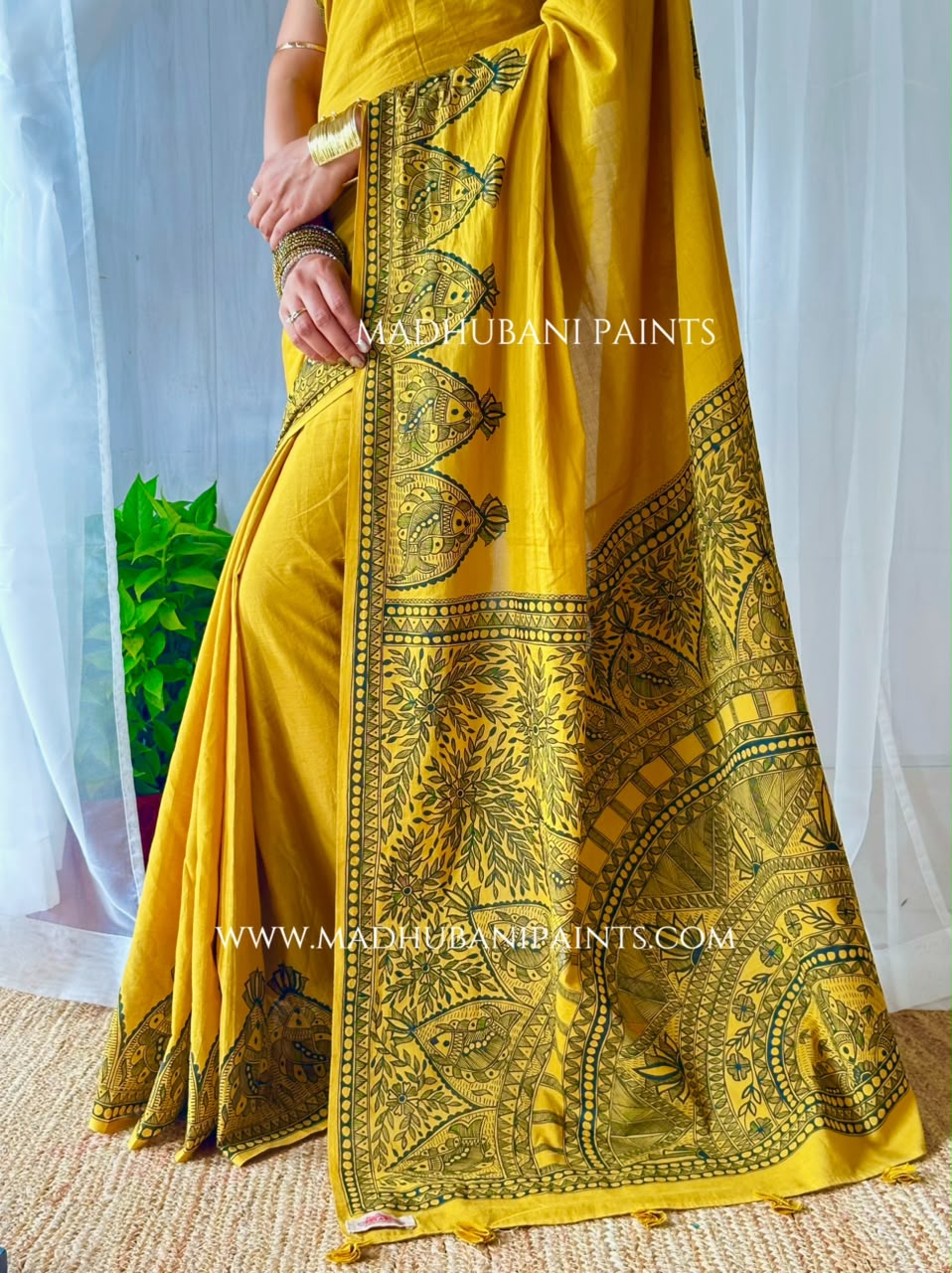 SAGAR Handpainted Madhubani Cotton Saree