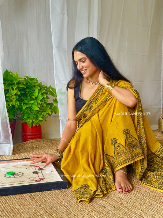 SAGAR Handpainted Madhubani Cotton Saree