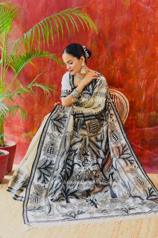 'MANMOHANA KRISHNA' Chanderi Saree Blouse Set