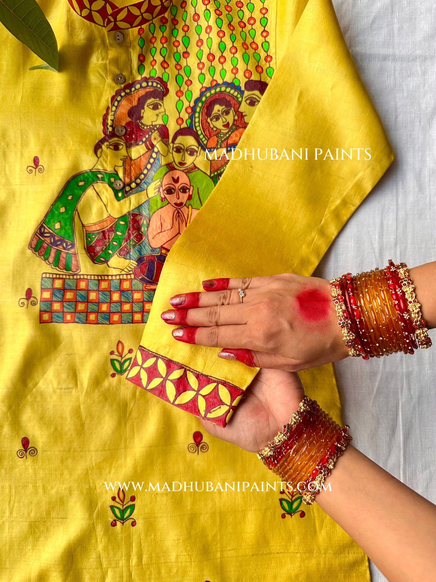 UPNAYAN Hand-painted Handloom Men's Tussar Silk Kurta
