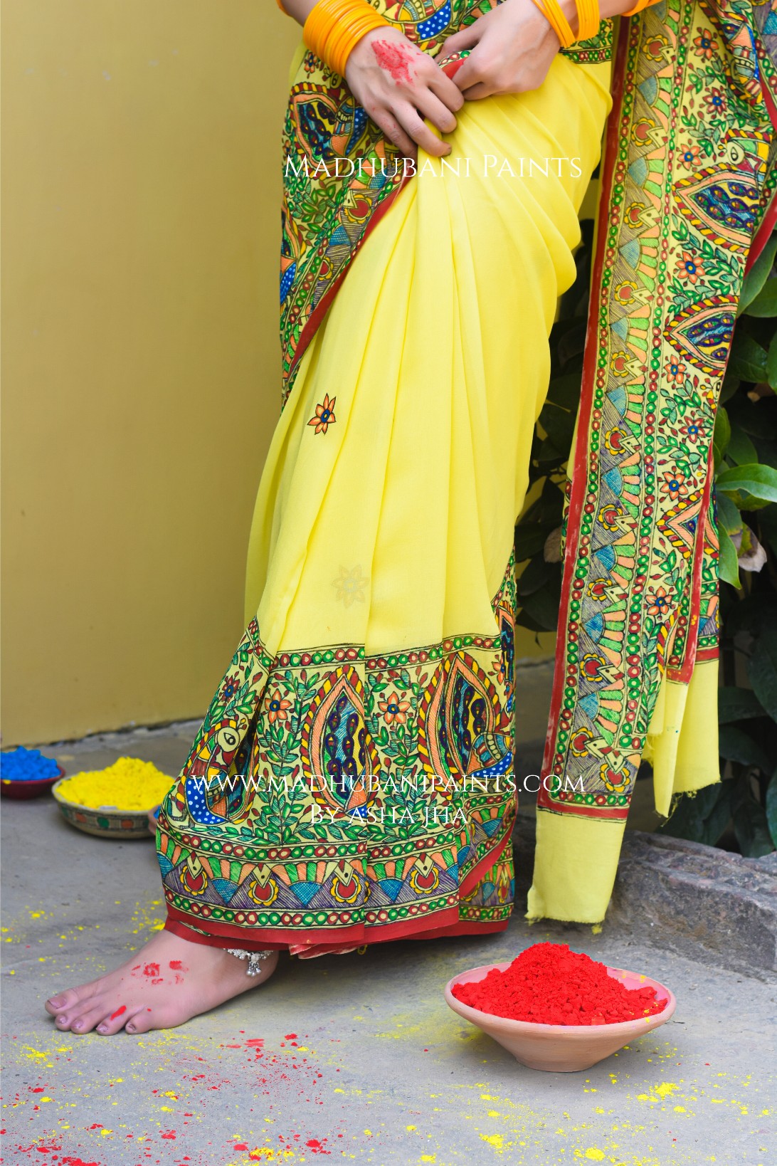 PHAGUA Handpainted Madhubani Georgette Saree