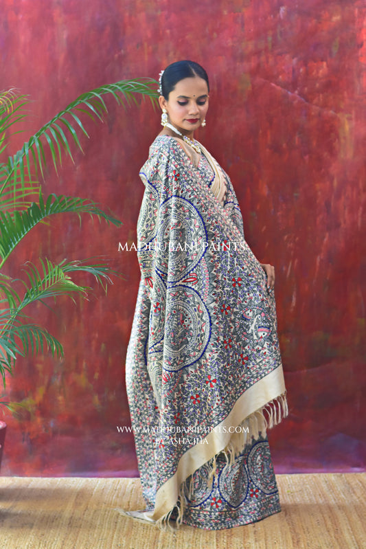MITHILA Handpainted Madhubani Saree