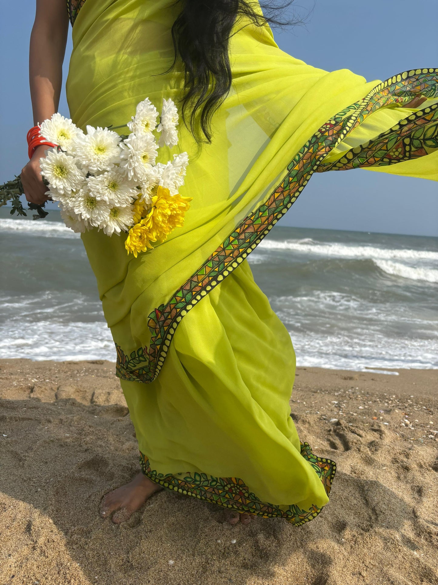 MRIDULA Handpainted Madhubani Georgette Saree