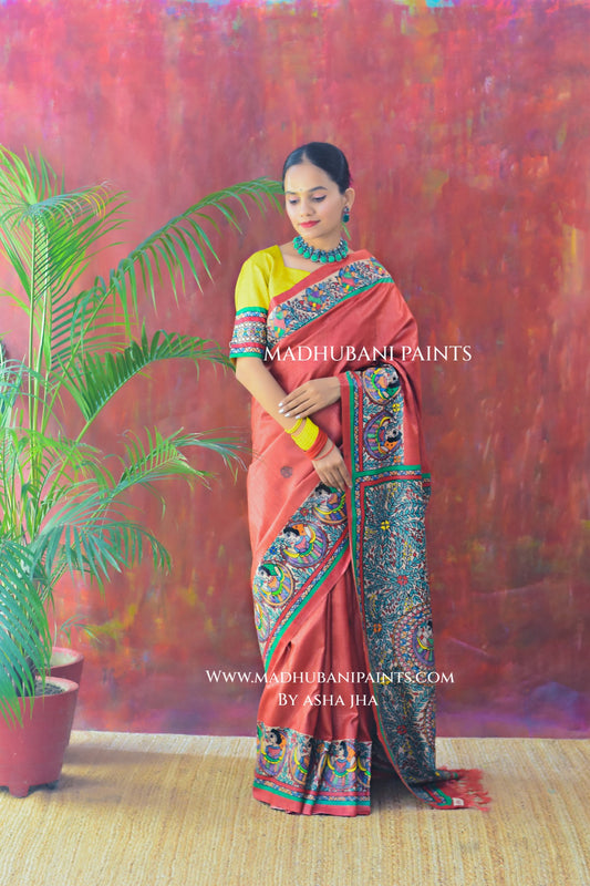 GUDIYA Handpainted Tussar Silk Saree