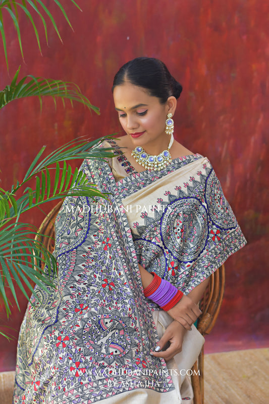 MITHILA Handpainted Madhubani Saree