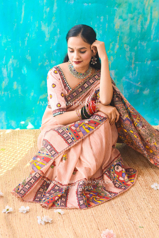 DOLI DARPAN Handpainted Madhubani Chanderi Saree
