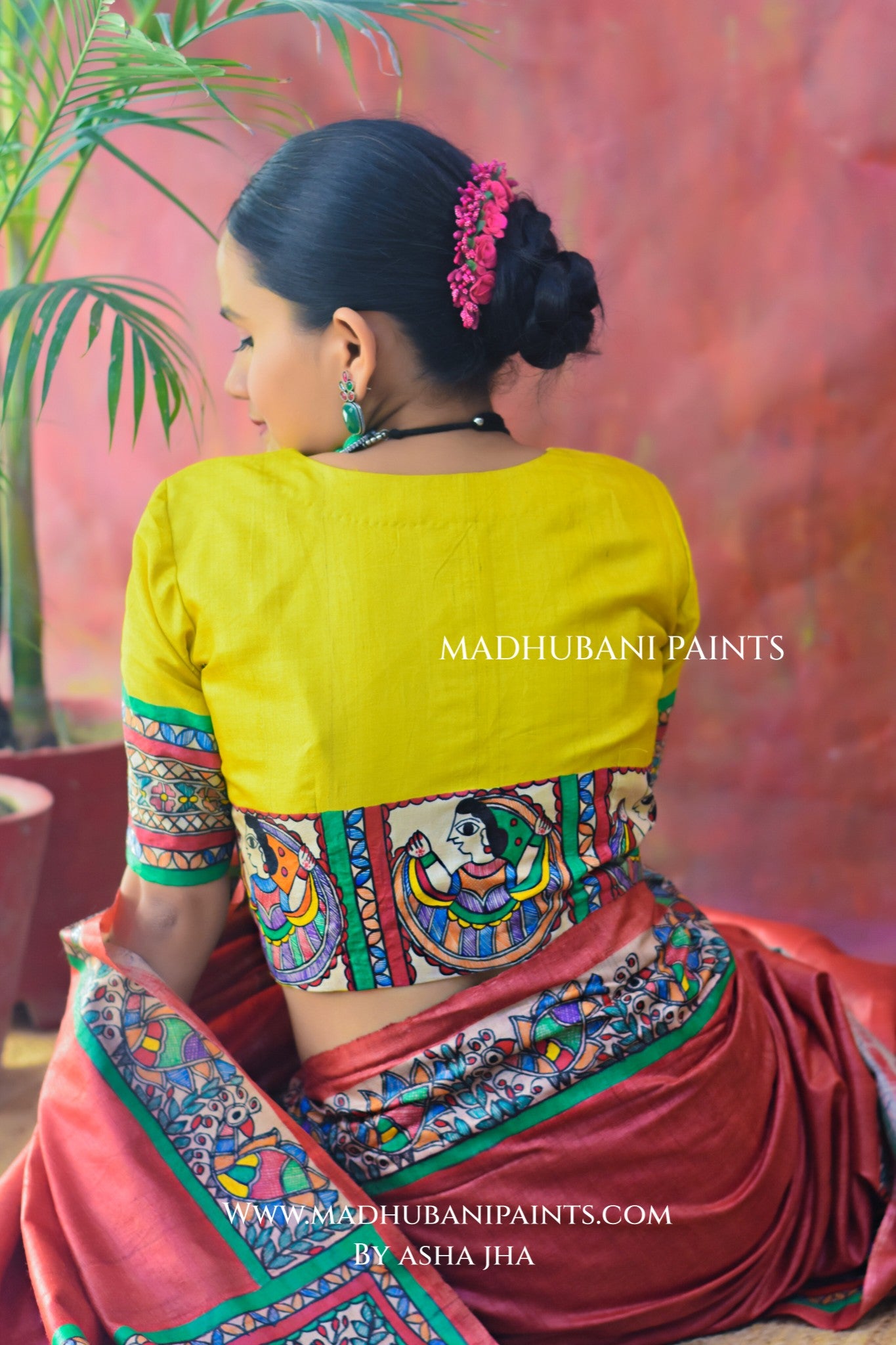 GUDIYA Handpainted Tussar Silk Saree Blouse Set