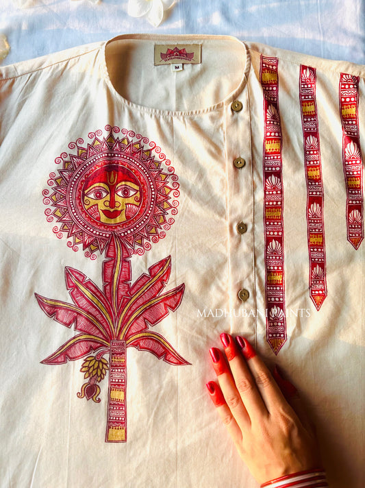 Suruj Dev Hand-painted Madhubani Men's Cotton Kurta