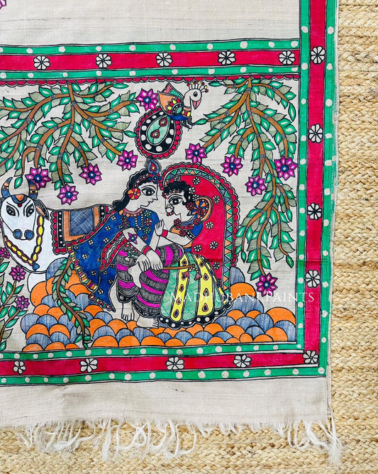 Radha Krishna Vrindavan  Tussar Silk Stole