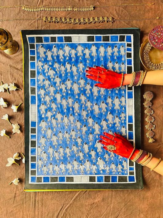 Neel Fish Pond Mithila Wall Hanging