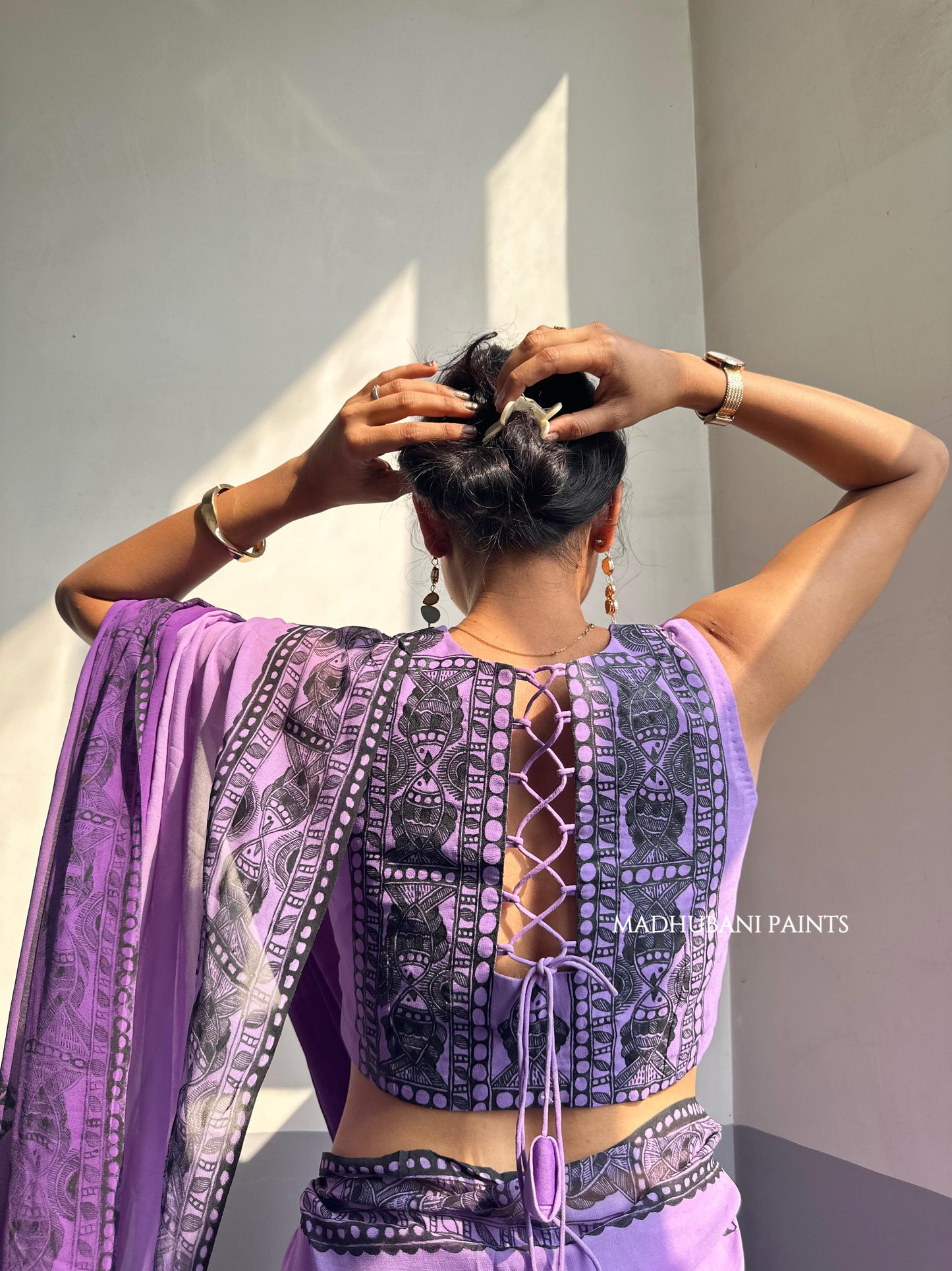 TARANGINI Handpainted Madhubani Georgette Saree