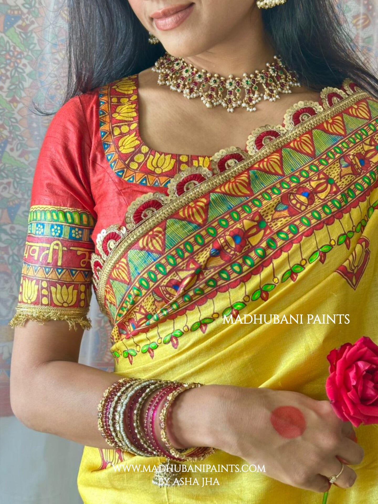 MITHILA WEDDING Hand-painted Madhubani Tussar Silk Saree