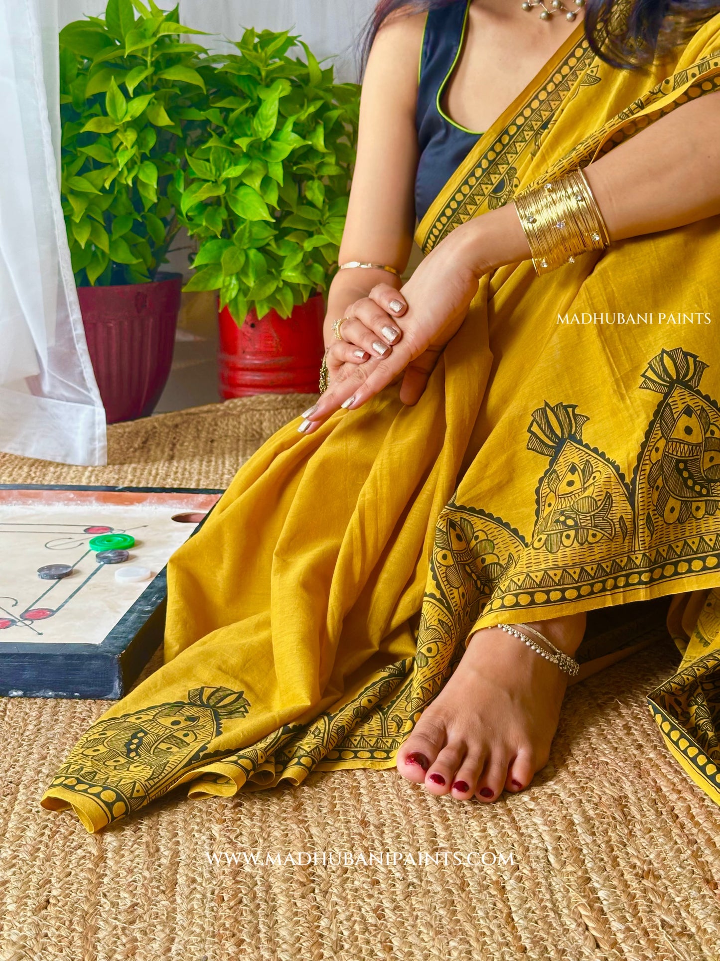 SAGAR Handpainted Madhubani Cotton Saree