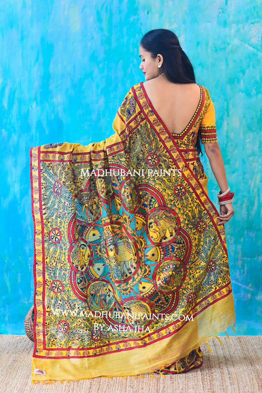 ANANYA Handpainted Madhubani Chanderi Saree