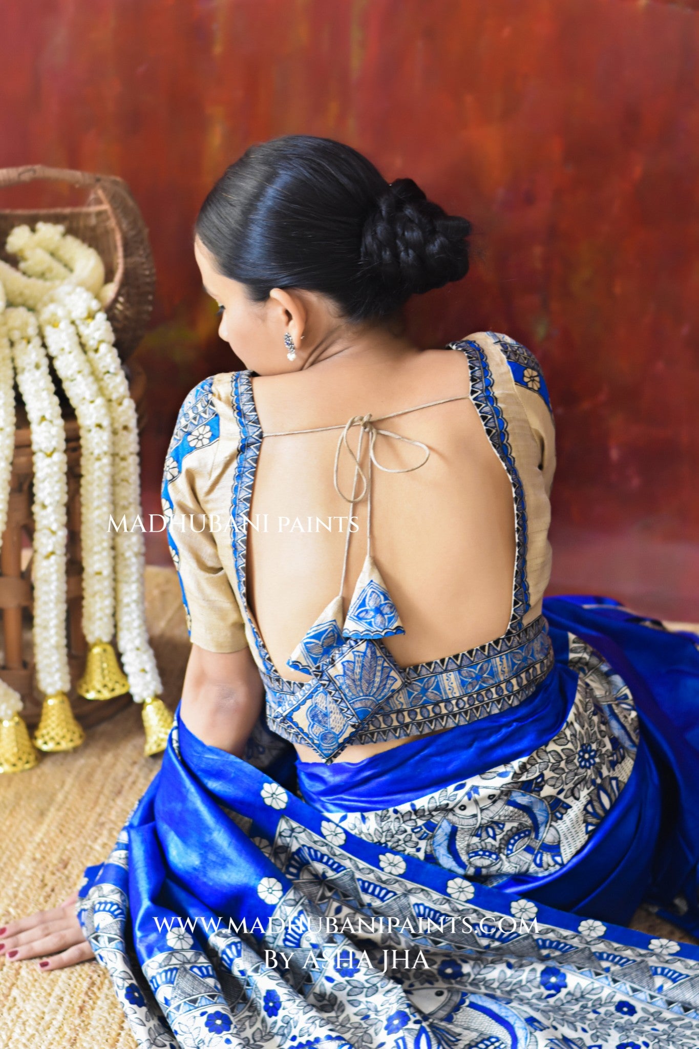 'SAUNDARYA' Handpainted Madhubani Tussar Silk Blouse
