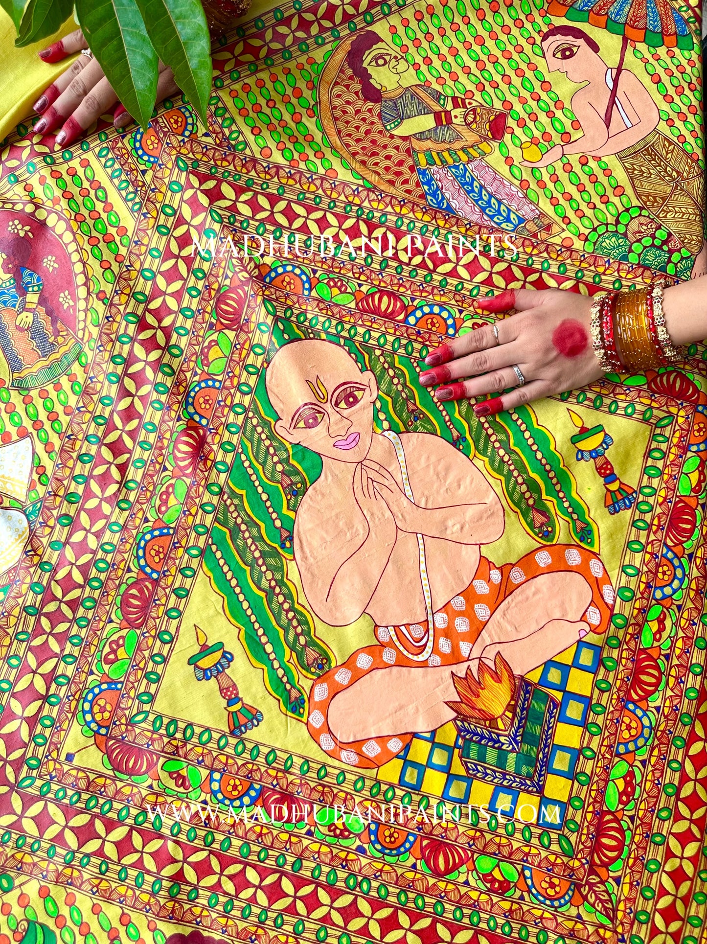 UPNAYAN Hand-painted Madhubani Tussar Silk Family Set