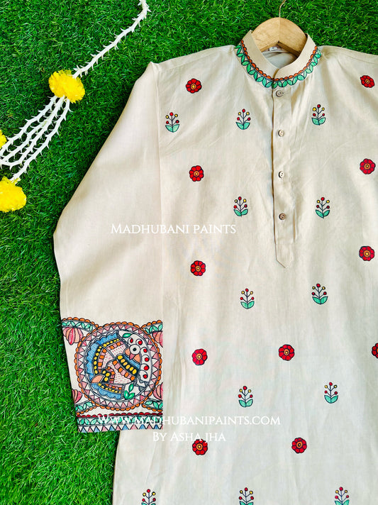 Mayuri Hand-painted Handloom Men's Cotton Kurta