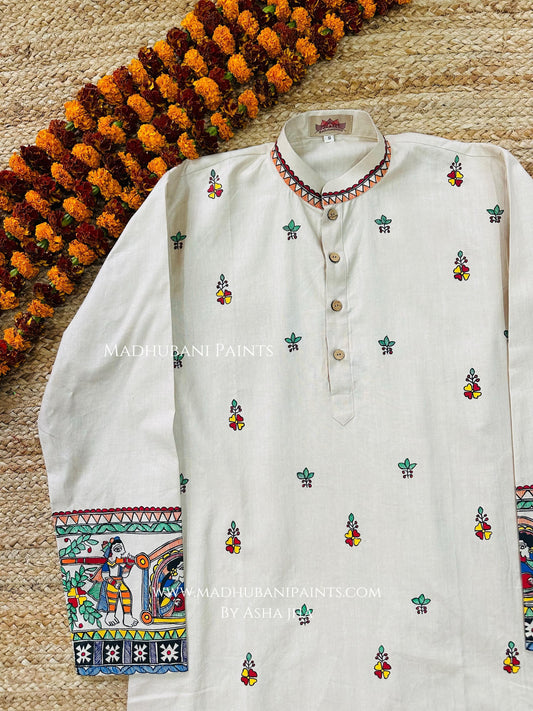 Doli Kahaar Men’s Hand-painted Handloom Cotton Kurta