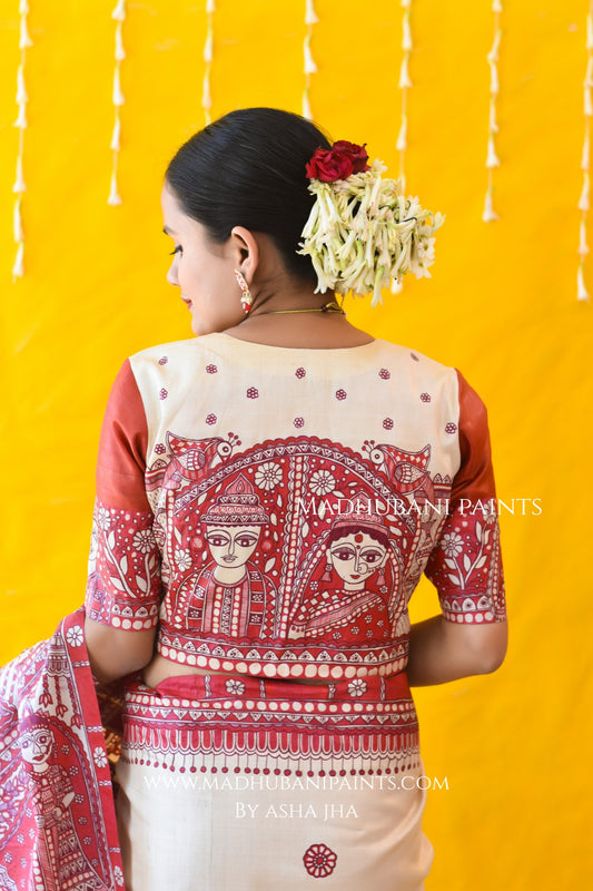 MADHUBANI MANGALYA Hand-painted Madhubani Tussar Silk Blouse