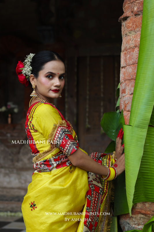 TARA Handpainted Tussar Silk Madhubani Blouse