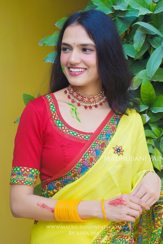 PHAGUA Handpainted Madhubani Georgette Blouse