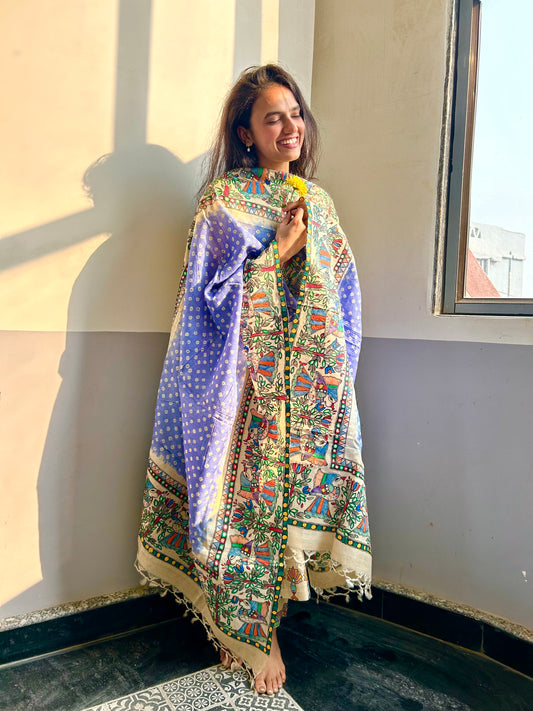 Aasmani Mor Bandhini Dupatta