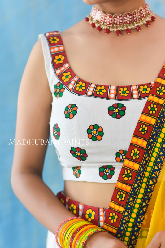 HALDI KE RANG Hand-painted Madhubani Lehnga