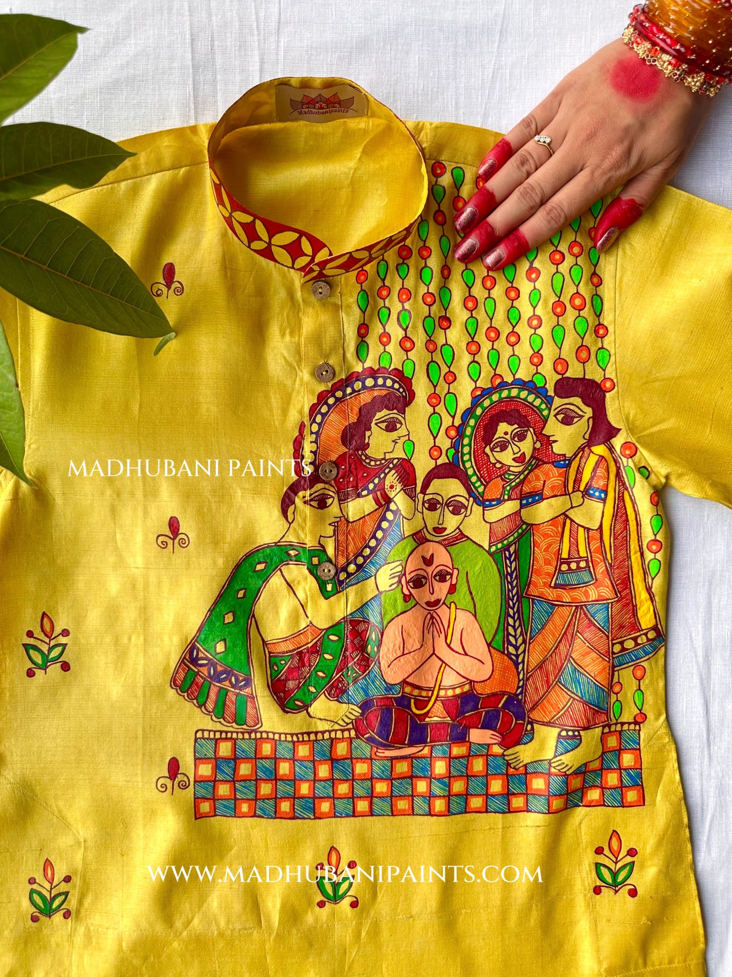 UPNAYAN Hand-painted Handloom Men's Tussar Silk Kurta
