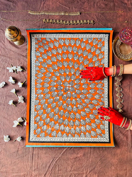 Narangi Fish Pond Mithila Wall Hanging