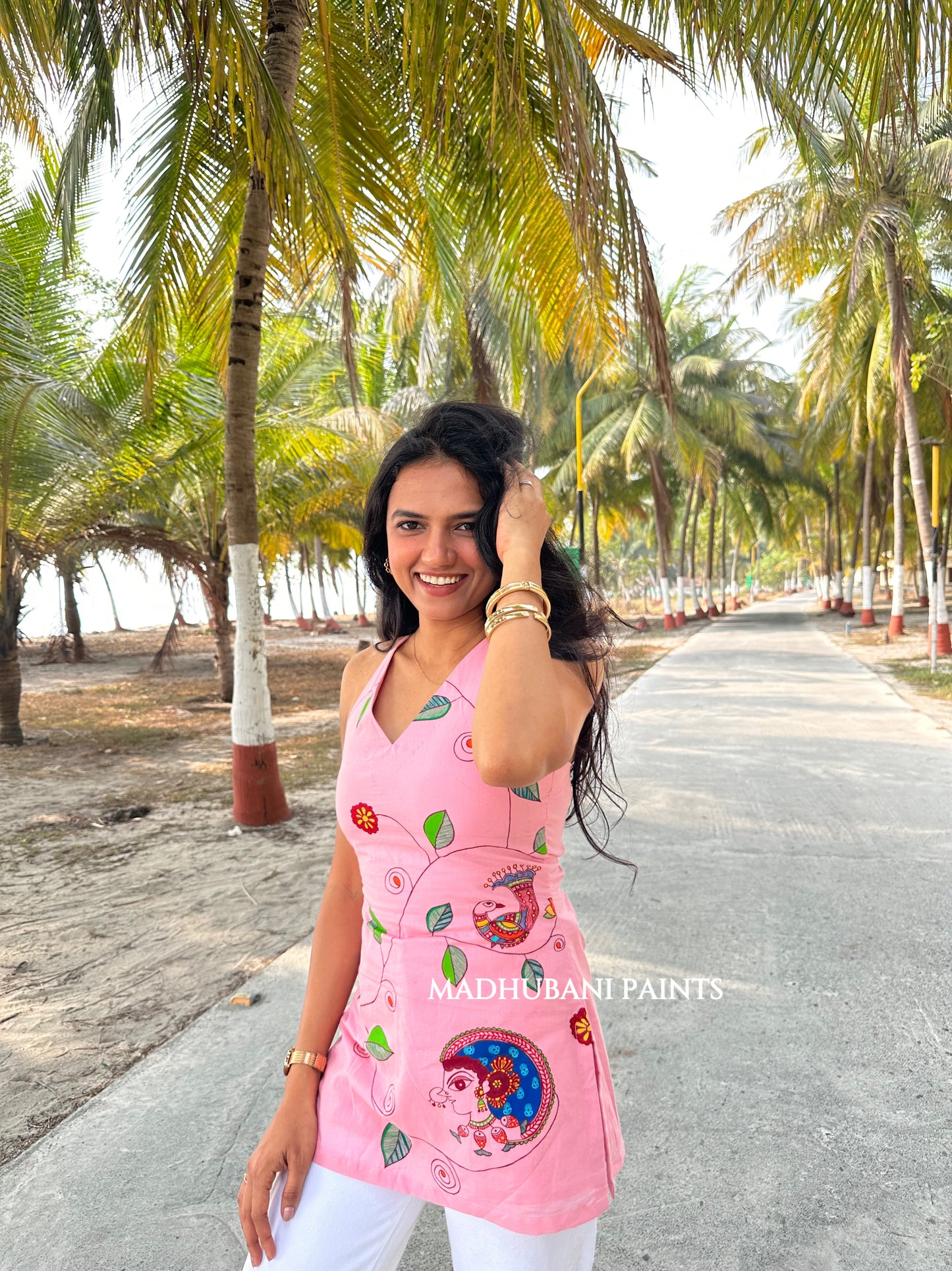 Mithila In Lakshadweep Hand-Painted Madhubani Top