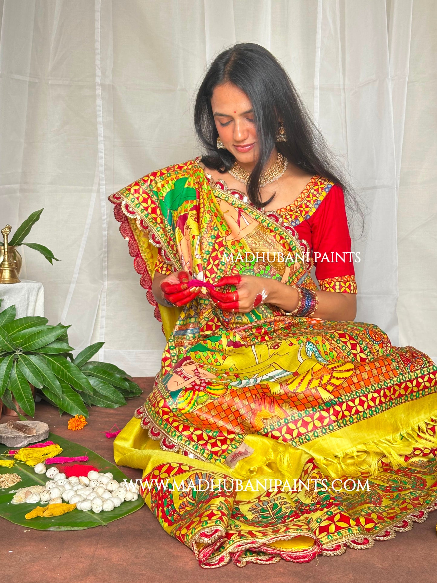 UPNAYAN Hand-painted Madhubani Tussar Silk Saree