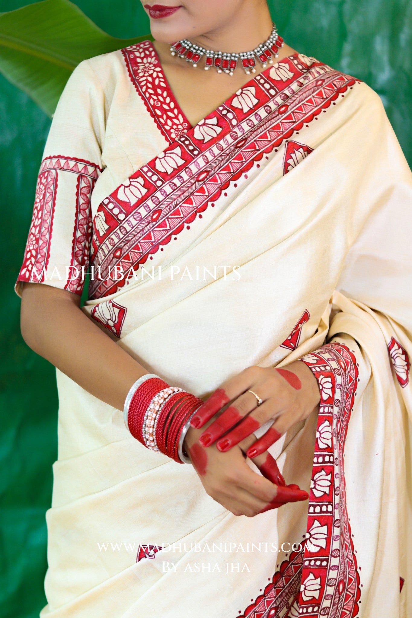 KAMALAKSHI Chhath Puja Handpainted Madhubani Tussar Silk Saree