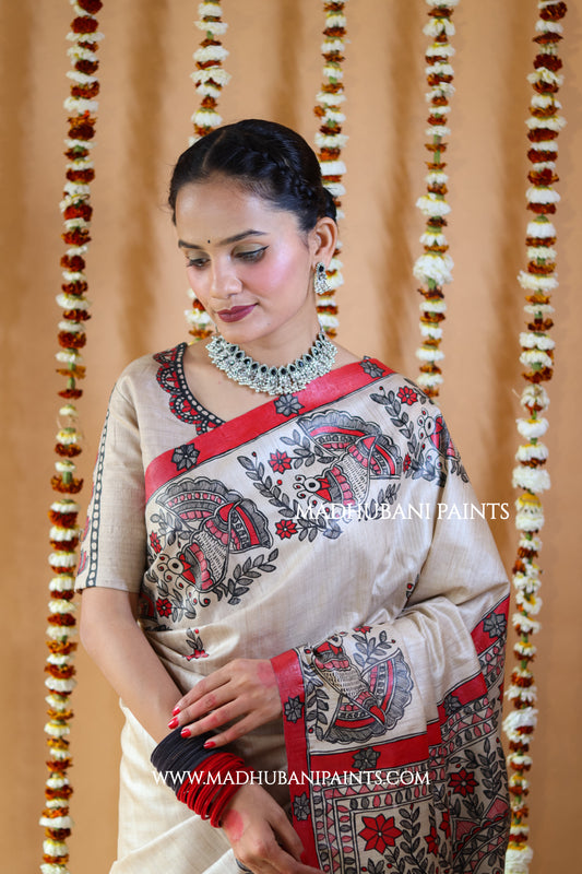 'MORNI' Handpainted Madhubani Tussar Silk Blouse