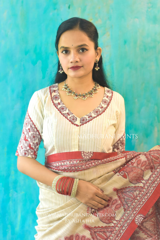 LAALIMA Handpainted Madhubani Chanderi Blouse