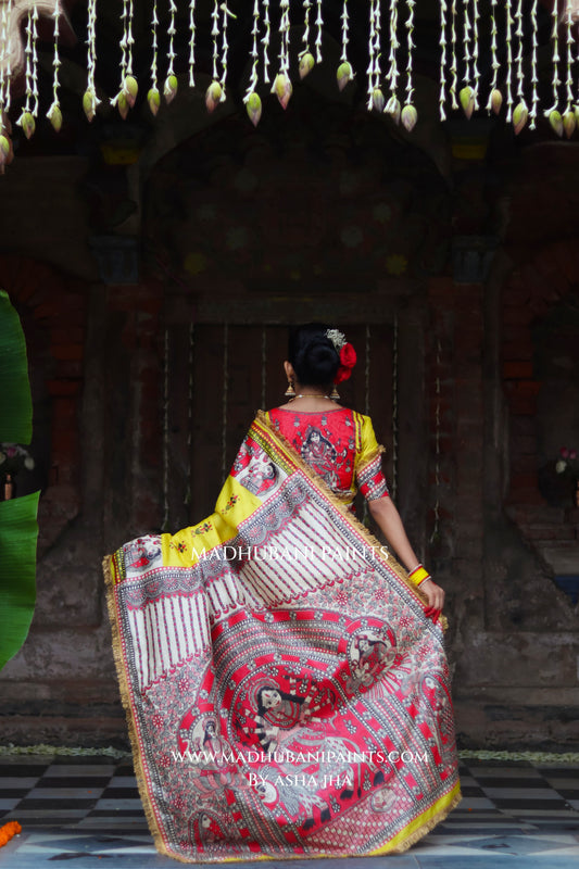 TARA Handpainted Tussar Silk Madhubani Blouse