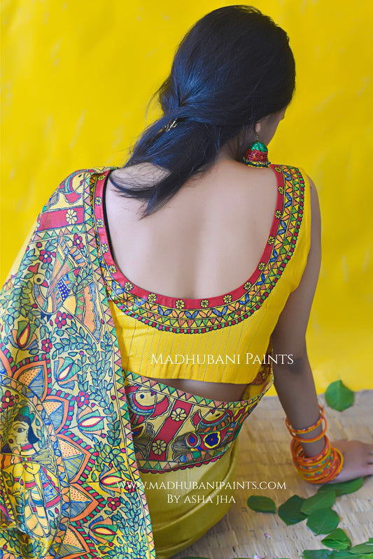 SUBH VIVAAH Hand-painted Madhubani Chanderi Blouse