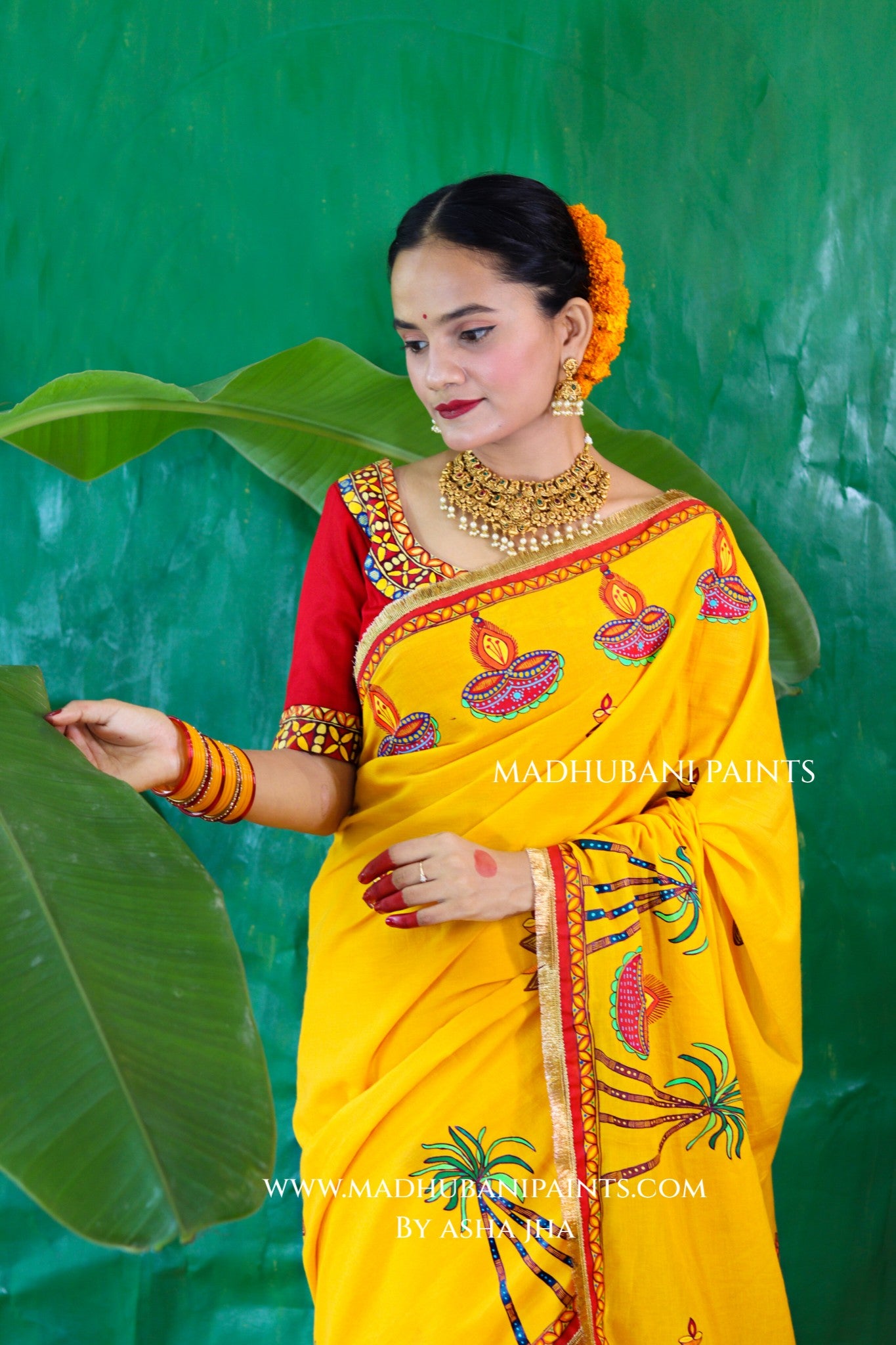 CHHATH PARV Hand painted Madhubani Mul Cotton Saree