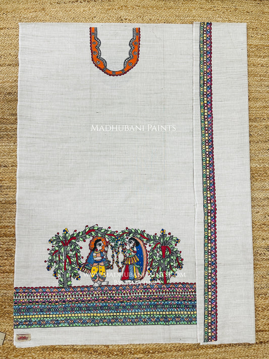 Swaymbar Hand-painted Madhubani Painting Cotton Unstitched Kurta