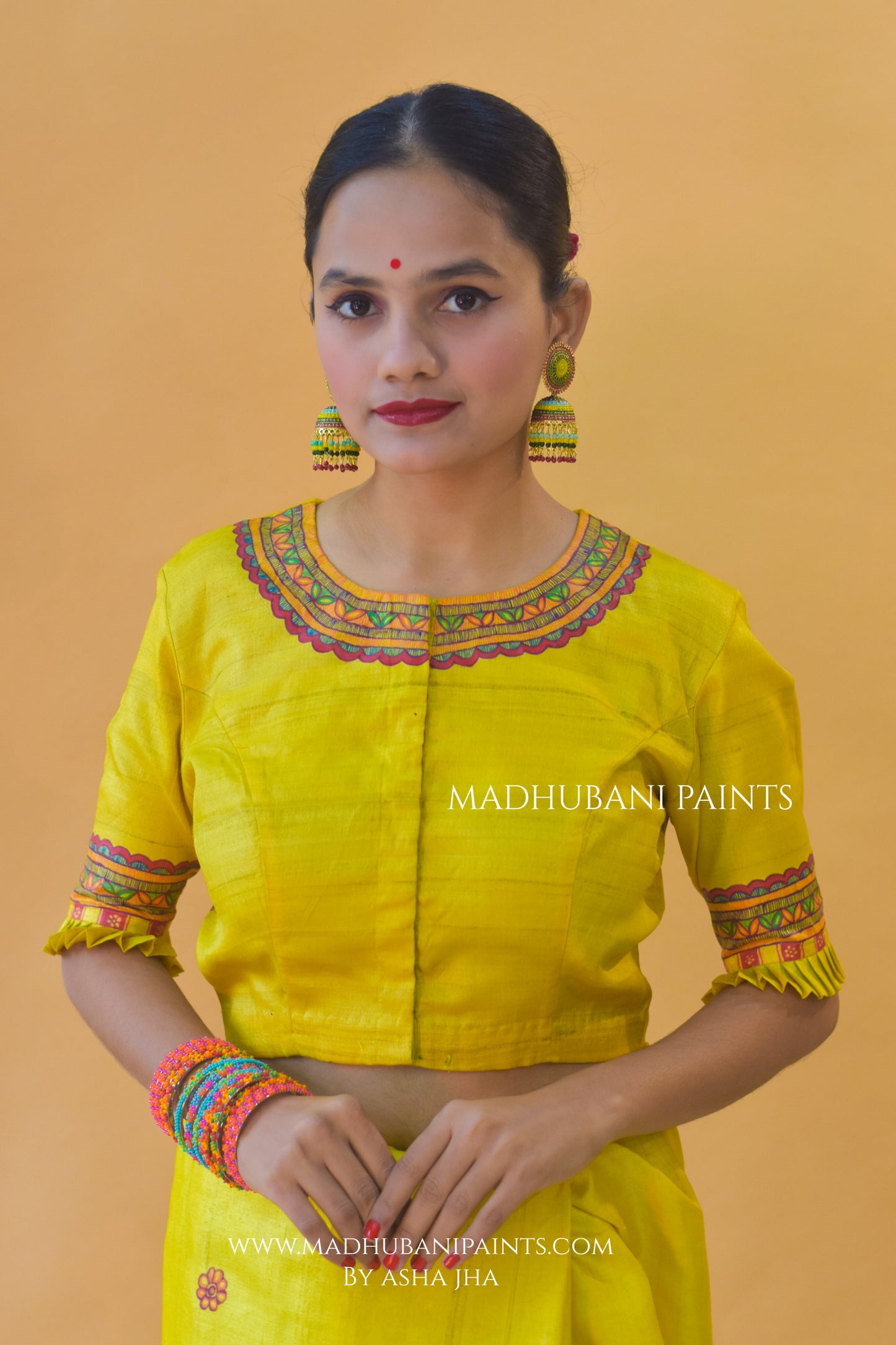 SAUBHAGYAVATI BHAVA Hand-painted Madhubani Tussar Silk Blouse