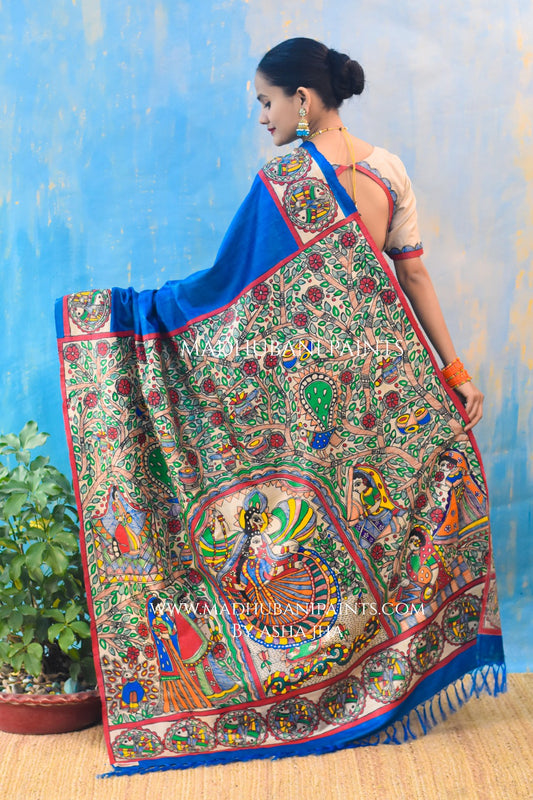 'VRINDAVAN KI RADHA' Tussar Silk Saree Blouse Set