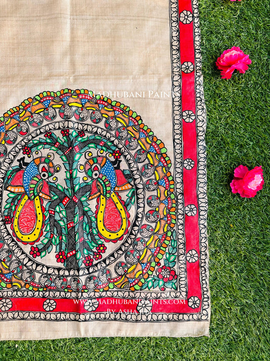 Surmai Mayur Tussar Silk Stole