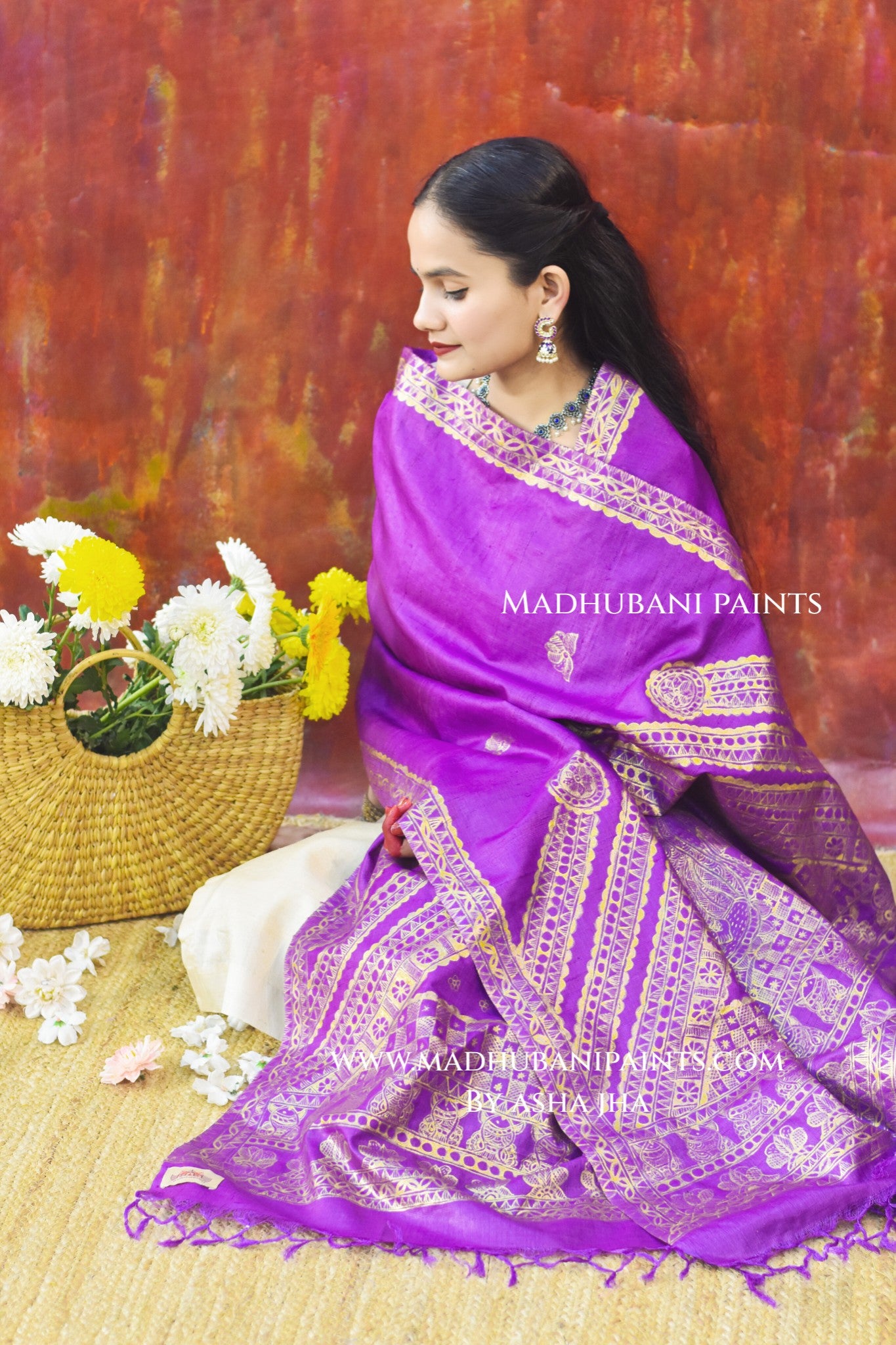 Silk Dupatta – MADHUBANI PAINTS BY ASHA JHA