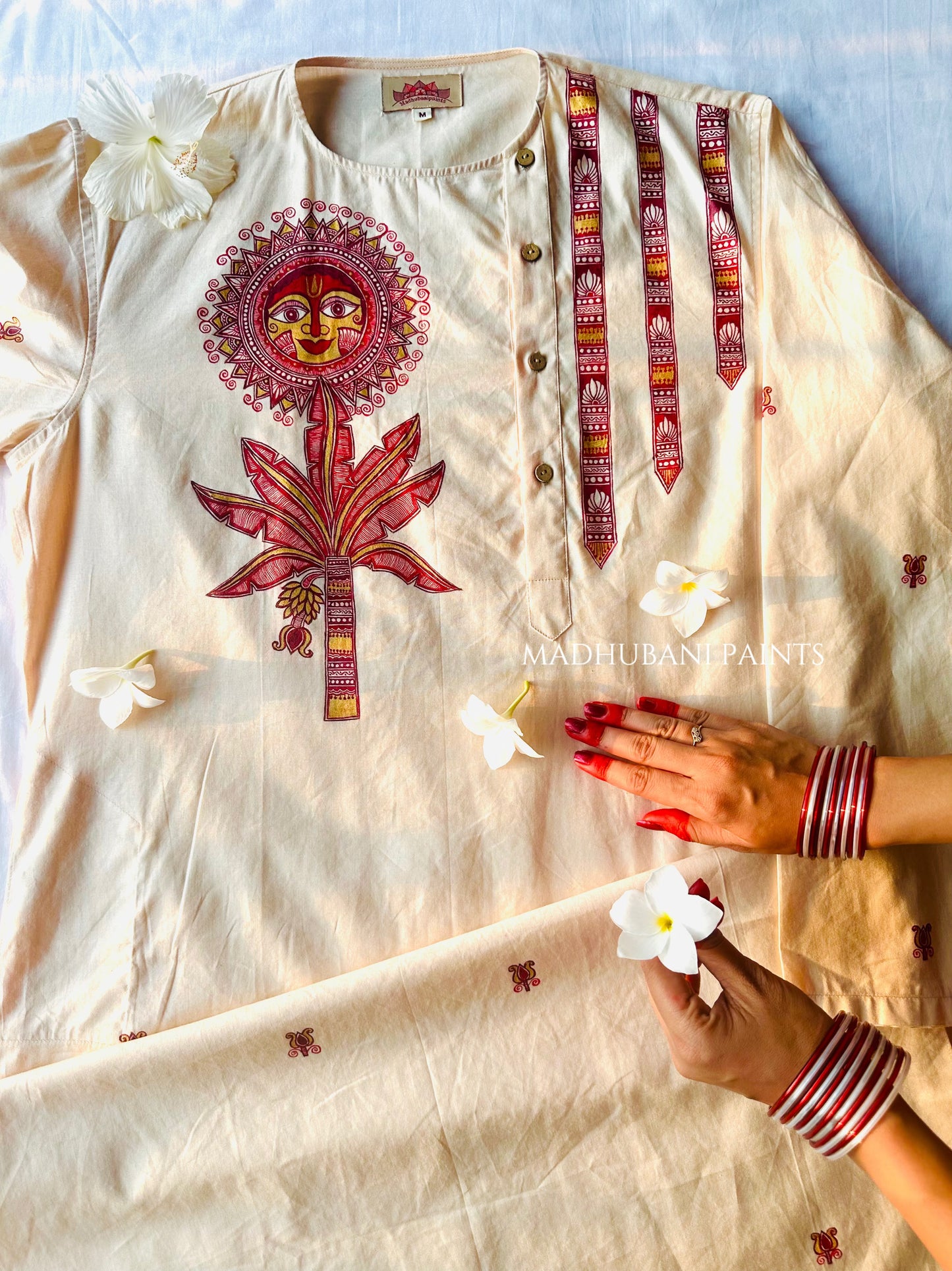Suruj Dev Hand-painted  Madhubani Men's Cotton Kurta