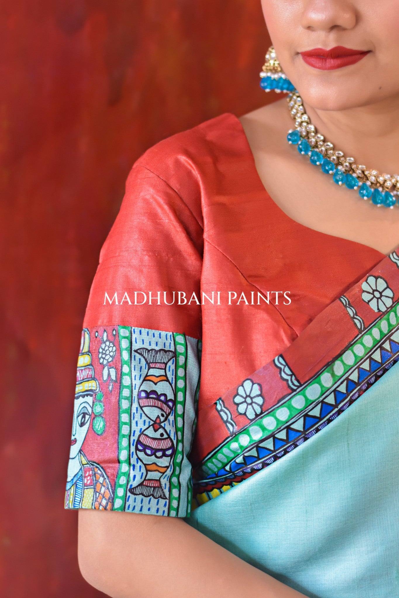 AASMANI MANGALYA Hand-painted Madhubani Tussar Silk Blouse