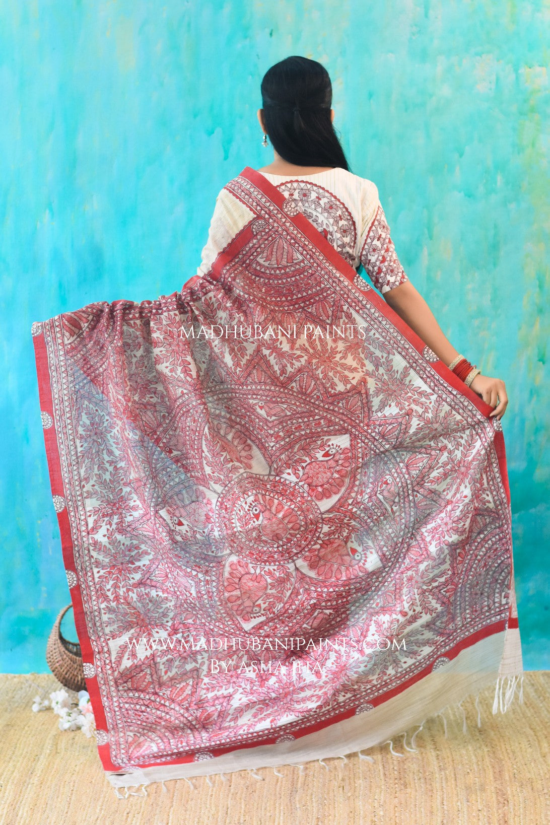 LAALIMA Hand-painted Madhubani Chanderi Saree Blouse Set
