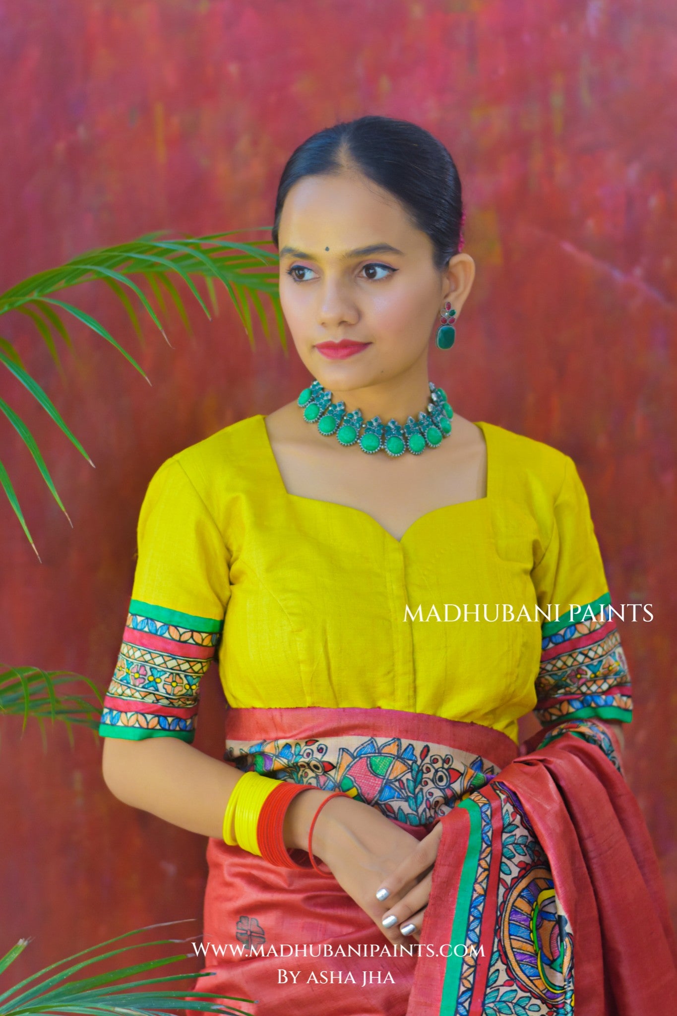 GUDIYA Handpainted Tussar Silk Saree Blouse Set