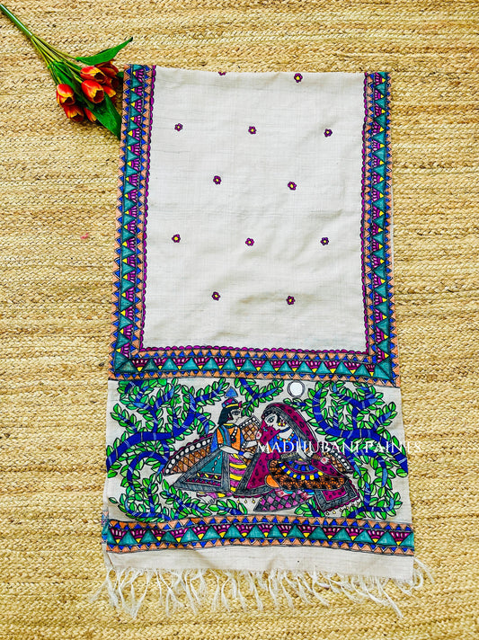 Krishna Vrindavan Tussar Silk Stole
