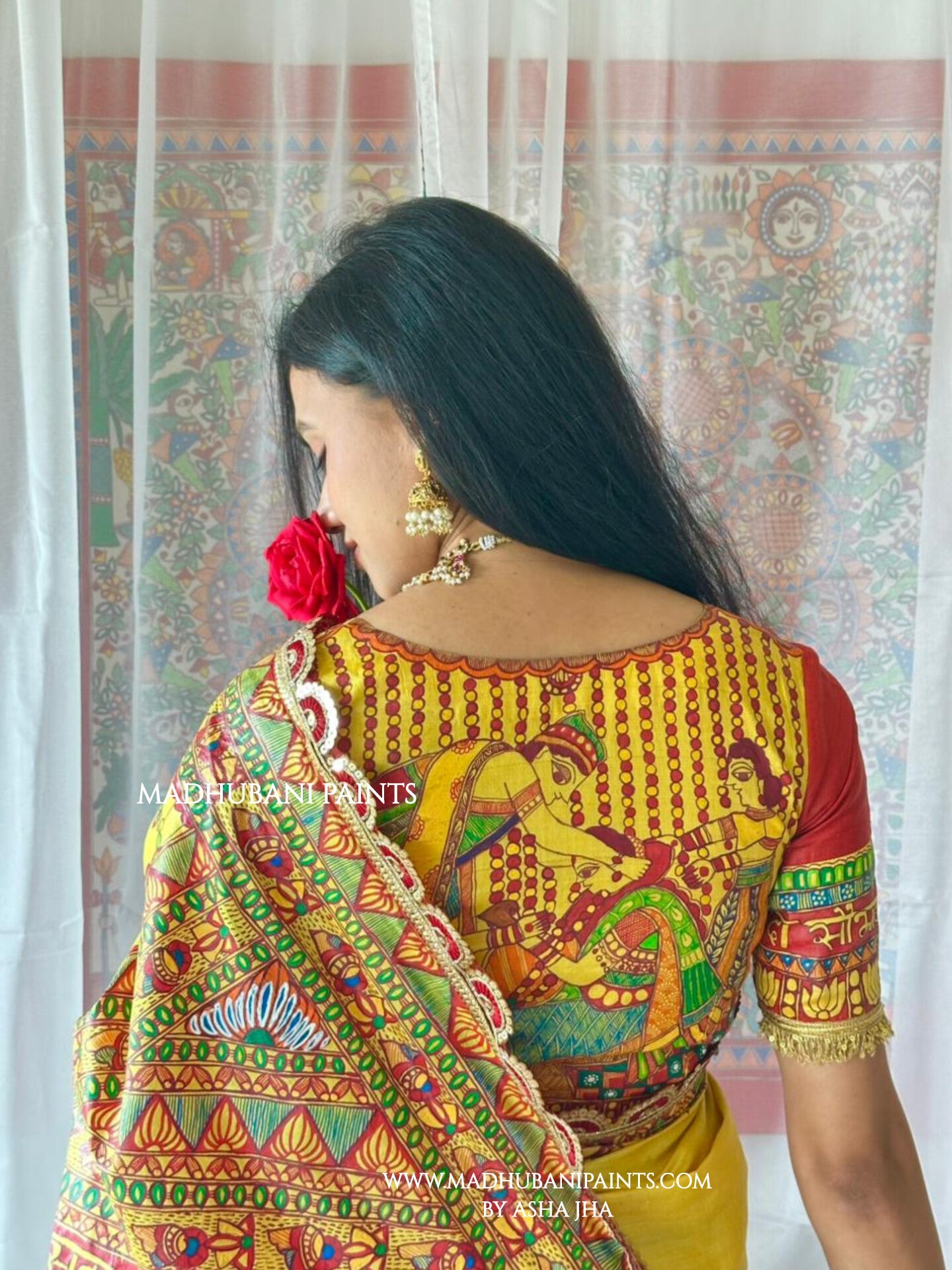 MITHILA WEDDING Hand-painted Madhubani Tussar Silk Saree